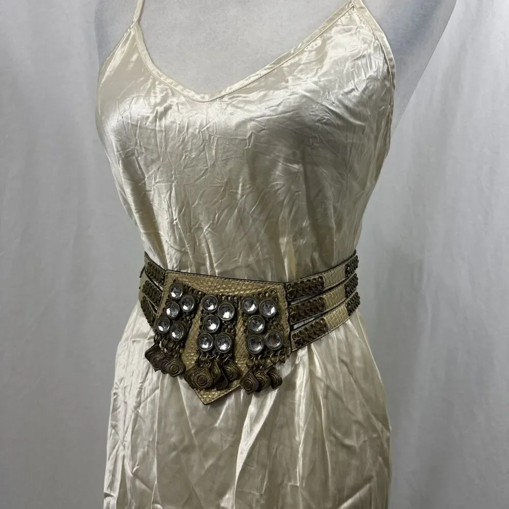 Nina Arjani Vintage Leatherock Glam Costume Statement Belt Womens Boho